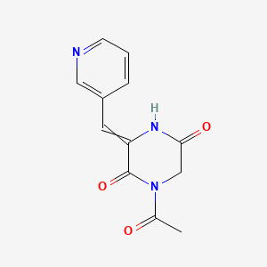 molecular formula C12H11N3O3 B8273799 1-Acetyl-3-(pyridin-3-yl)methylene-piperazine-2,5-dione 