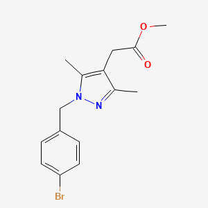 molecular formula C15H17BrN2O2 B8273863 [1-(4-Bromobenzyl)-3,5-dimethyl-1H-pyrazol-4-yl]-acetic acid methyl ester 