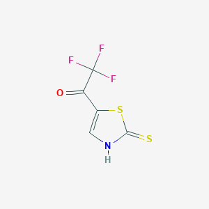 molecular formula C5H2F3NOS2 B8274003 2,2,2-Trifluoro-1-(2-mercapto-1,3-thiazol-5-yl)ethanone 