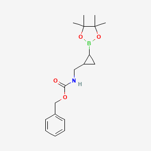 molecular formula C18H26BNO4 B8274064 Benzyl ((2-(4,4,5,5-tetramethyl-1,3,2-dioxaborolan-2-yl)cyclopropyl)methyl)carbamate 