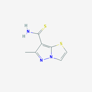 molecular formula C7H7N3S2 B8274090 6-Methylpyrazolo[5,1-b][1,3]thiazole-7-carbothioamide 