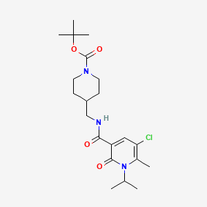 molecular formula C21H32ClN3O4 B8274204 Tert-butyl 4-({[(5-chloro-1-isopropyl-6-methyl-2-oxo-1,2-dihydropyridin-3-yl)carbonyl]amino}methyl)piperidine-1-carboxylate 