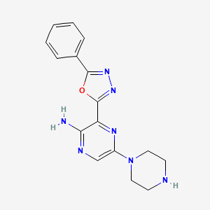 3-(5-Phenyl-1,3,4-oxadiazol-2-yl)-5-(piperazin-1-yl)pyrazin-2-amine