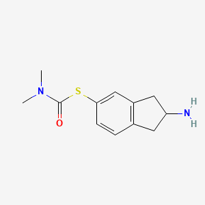 molecular formula C12H16N2OS B8274226 dimethylthiocarbamic acid S-(2-aminoindan-5-yl) ester 