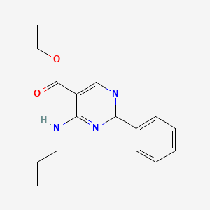 molecular formula C16H19N3O2 B8274240 Ethyl 2-phenyl-4-propylaminopyrimidine-5-carboxylate 