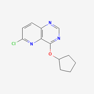 molecular formula C12H12ClN3O B8274313 6-Chloro-4-(cyclopentyloxy)pyrido[3,2-d]pyrimidine 