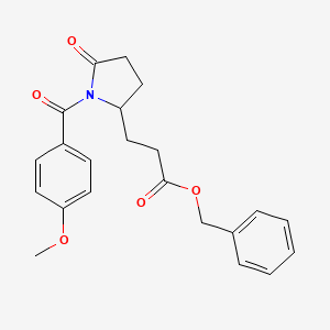 molecular formula C22H23NO5 B8274335 Benzyl 3-[1-(4-methoxybenzoyl)-5-oxo-2-pyrrolidinyl]propanoate 