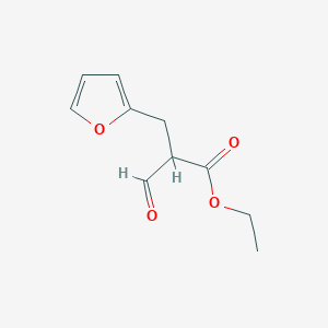 molecular formula C10H12O4 B8274432 Ethyl 2-formyl-3-(2-furyl)propionate 