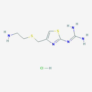 molecular formula C7H14ClN5S2 B8274487 2-Guanidino-4-[(2-aminoethyl)thiomethyl]thiazole hydrochloride 