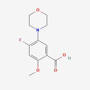 molecular formula C12H14FNO4 B8274491 4-Fluoro-2-methoxy-5-morpholin-4-yl-benzoic acid 