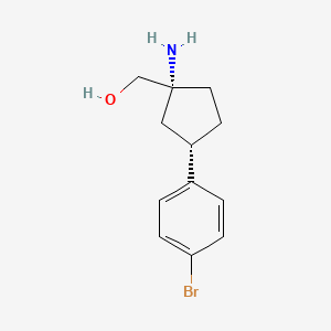 molecular formula C12H16BrNO B8274498 ((1R,3S)-1-Amino-3-(4-bromophenyl)cyclopentyl)methanol 