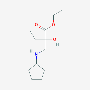 molecular formula C12H23NO3 B8274507 Ethyl 2-((cyclopentylamino)methyl)-2-hydroxybutanoate 