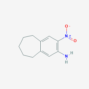 molecular formula C11H14N2O2 B8274587 3-Nitro-6,7,8,9-tetrahydro-5H-benzo[a]cyclohepten-2-amine 