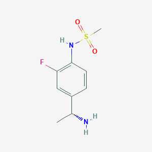 molecular formula C9H13FN2O2S B8274649 (r)-n-(4-(1-Aminoethyl)-2-fluorophenyl)methanesulfonamide 