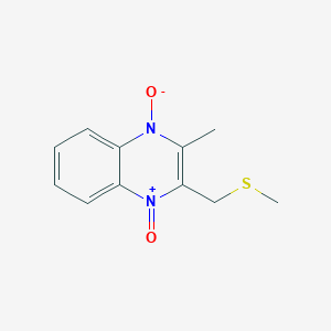 molecular formula C11H12N2O2S B8274733 2-Methyl-3-methylthiomethylquinoxaline 1,4-dioxide 