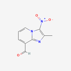 molecular formula C9H7N3O3 B8274749 2-Methyl-3-nitroimidazo[1,2-a]pyridine-8-carbaldehyde 