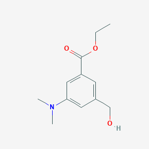 molecular formula C12H17NO3 B8274758 Ethyl 3-(dimethylamino)-5-(hydroxymethyl)benzoate 
