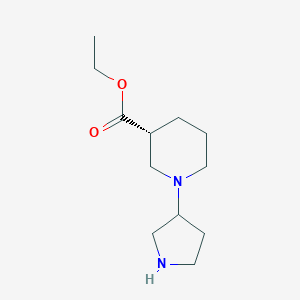 molecular formula C12H22N2O2 B8274999 Ethyl (3R)-1-(pyrrolidin-3-yl)piperidine-3-carboxylate 