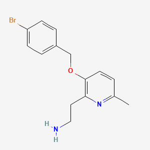 molecular formula C15H17BrN2O B8275001 2-{3-[(4-Bromobenzyl)oxy]-6-methyl-2-pyridinyl}ethylamine 