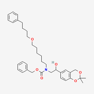 molecular formula C36H47NO6 B8275068 benzyl (2-(2,2-dimethyl-4H-benzo[d][1,3]dioxin-6-yl)-2-hydroxyethyl)(6-(4-phenylbutoxy)hexyl)carbamate 