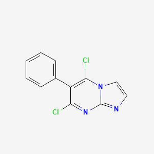 molecular formula C12H7Cl2N3 B8275122 5,7-Dichloro-6-phenylimidazo[1,2-a]pyrimidine 