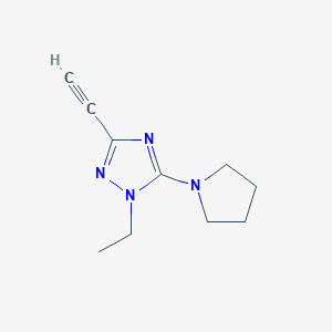 molecular formula C10H14N4 B8275148 1-ethyl-3-ethynyl-5-pyrrolidin-1-yl-1H-[1,2,4]triazole 