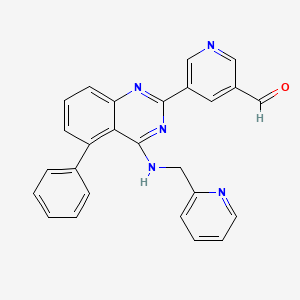 molecular formula C26H19N5O B8275154 5-(5-Phenyl-4-(pyridin-2-ylmethylamino)quinazolin-2-yl)nicotinaldehyde 