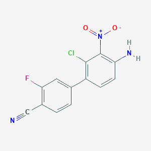 molecular formula C13H7ClFN3O2 B8275211 4'-Amino-2'-chloro-3-fluoro-3'-nitrobiphenyl-4-carbonitrile 