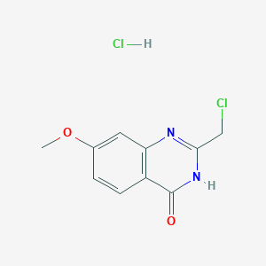 molecular formula C10H10Cl2N2O2 B8275302 2-(Chloromethyl)-7-(methyloxy)quinazolin-4-ol hydrochloride 