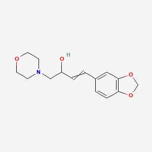molecular formula C15H19NO4 B8275342 1-(3,4-Methylenedioxyphenyl)-4-morpholino-1-butene-3-ol 