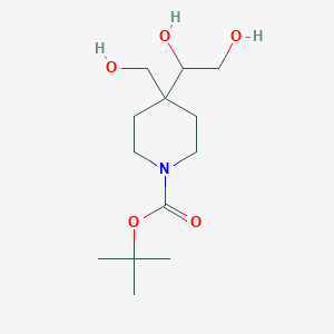 molecular formula C13H25NO5 B8275527 Tert-butyl 4-(1,2-dihydroxyethyl)-4-(hydroxymethyl)piperidine-1-carboxylate 