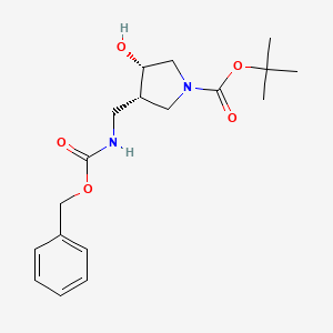 molecular formula C18H26N2O5 B8275700 1,1-dimethylethyl (3S,4S)-3-hydroxy-4-[({[(phenylmethyl)oxy]carbonyl}amino)methyl]-1-pyrrolidinecarboxylate 