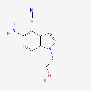 molecular formula C15H19N3O B8275782 5-amino-2-tert-butyl-1-(2-hydroxyethyl)-1H-indole-4-carbonitrile 