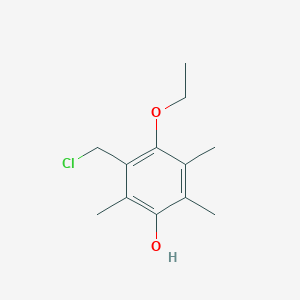 molecular formula C12H17ClO2 B8275838 2-Ethoxy-5-hydroxy-3,4,6-trimethylbenzyl chloride 