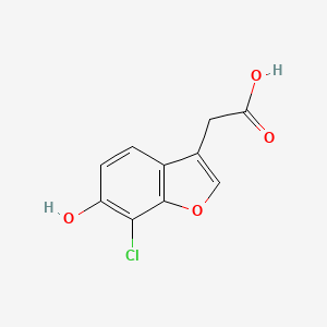 molecular formula C10H7ClO4 B8275948 (7-Chloro-6-hydroxy-1-benzofuran-3-yl)acetic acid 