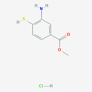 molecular formula C8H10ClNO2S B8275983 Methyl 3-amino-4-mercaptobenzoate hydrochloride 
