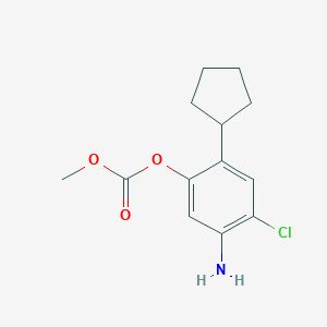 molecular formula C13H16ClNO3 B8276024 5-Amino-4-chloro-2-cyclopentylphenyl methyl carbonate 