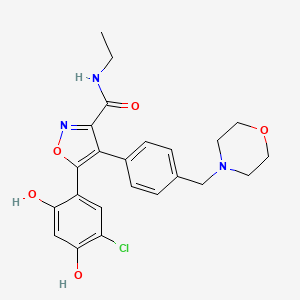 molecular formula C23H24ClN3O5 B8276091 5-(5-Chloro-2,4-Dihydroxyphenyl)-N-Ethyl-4-[4-(Morpholin-4-Ylmethyl)phenyl]isoxazole-3-Carboxamide 