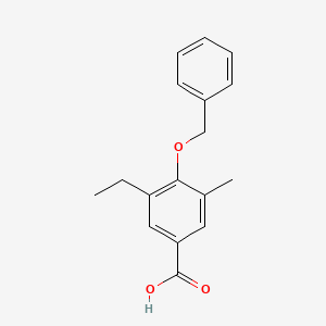 molecular formula C17H18O3 B8276236 4-Benzyloxy-3-ethyl-5-methyl-benzoic acid 