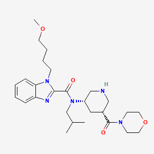 molecular formula C27H41N5O4 B8276259 1H-Benzimidazole-2-carboxamide, 1-(4-methoxybutyl)-N-(2-methylpropyl)-N-((3S,5R)-5-(4-morpholinylcarbonyl)-3-piperidinyl)- CAS No. 1202265-63-1