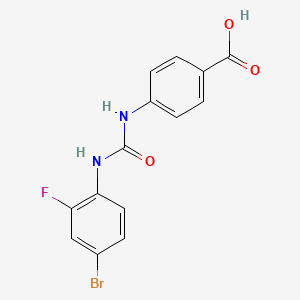 molecular formula C14H10BrFN2O3 B8276368 4-[3-(4-Bromo-2-fluoro-phenyl)-ureido]-benzoic acid 