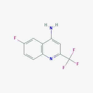 molecular formula C10H6F4N2 B8276487 4-Amino-6-fluoro-2-(trifluoromethyl)quinoline 