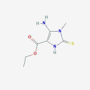 molecular formula C7H11N3O2S B8276512 Ethyl 5-amino-2-mercapto-1-methylimidazole-4-carboxylate 