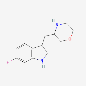 molecular formula C13H17FN2O B8276588 6-Fluoro-3-(morpholin-3-ylmethyl)indoline 
