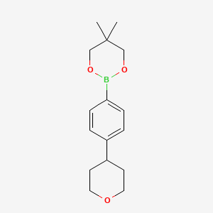 molecular formula C16H23BO3 B8276606 5,5-Dimethyl-2-(4-(tetrahydro-2H-pyran-4-yl)phenyl)-1,3,2-dioxaborinane 