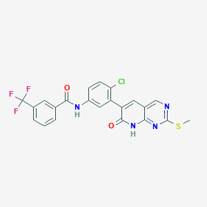 molecular formula C22H14ClF3N4O2S B8276810 Benzamide,n-[4-chloro-3-[1,7-dihydro-2-(methylthio)-7-oxopyrido[2,3-d]pyrimidin-6-yl]phenyl]-3-(trifluoromethyl)- 