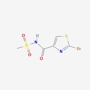 molecular formula C5H5BrN2O3S2 B8277236 2-bromo-N-(methylsulphonyl)-1,3-thiazole-4-carboxamide 