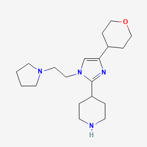 molecular formula C19H32N4O B8277255 4-(1-(2-pyrrolidin-1-yl-ethyl)-4-(tetrahydro-pyran-4-yl)-1H-imidazol-2-yl)-piperidine 