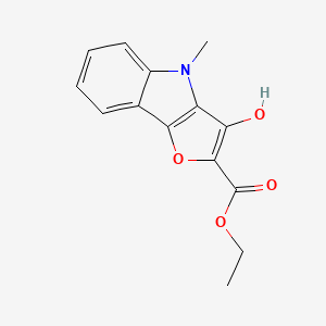 molecular formula C14H13NO4 B8277270 Ethyl 3-hydroxy-4-methyl-4H-furo[3,2-B]indole-2-carboxylate CAS No. 89224-67-9