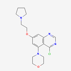 molecular formula C18H23ClN4O2 B8277290 4-Chloro-5-morpholino-7-(2-pyrrolidin-1-ylethoxy)quinazoline 